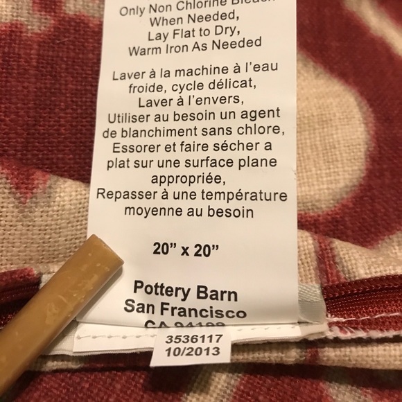 New Pottery Barn Anza Ikat Pillow Cover, Red / White,  20” - Picture 6 of 9